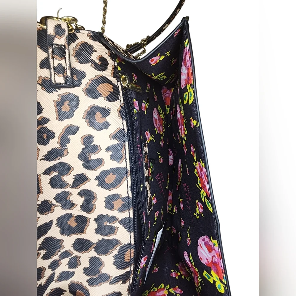 Betsey Johnson Leopard Print Wallet on a Chain / Crossbody Clutch, NWT